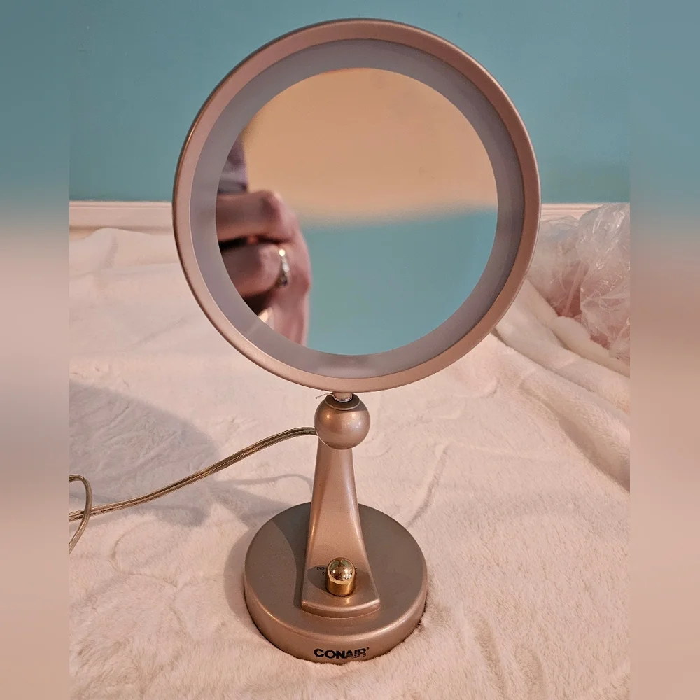 Vintage Conair Double Sided Gold Metal 4 Mood Light Setting Vanity Mirror